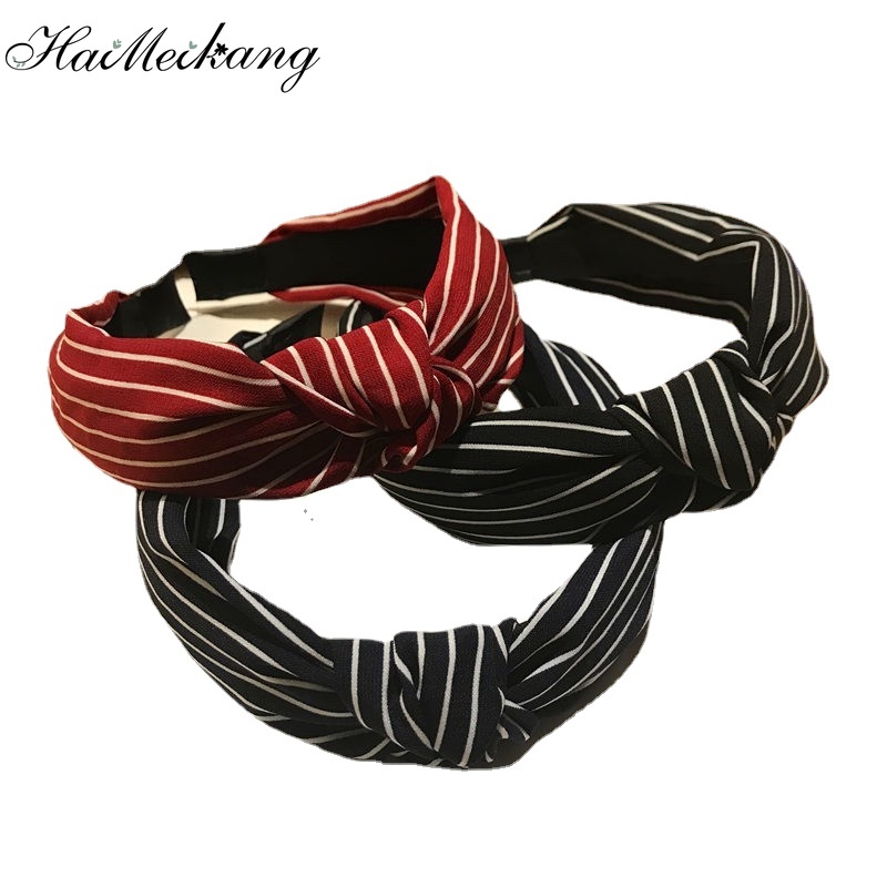 Băng đô Haimeikang bằng vải thiết kế thắt nút họa tiết dễ thương dành cho nữ