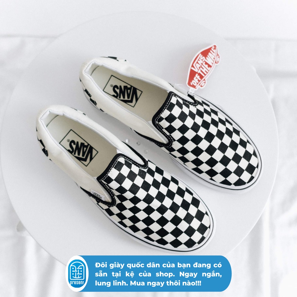 Giày sneaker Vans Checkerboard chính hãng cho nam nữ, Vans slip on Checkerboard real, fullbox Present Original Sneaker