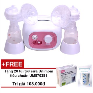 [Tặng 20 túi trữ sữa Unimom 210ml] Máy hút sữa điện đôi Forte Unimom Hàn Quốc UM880038 - BH 12 tháng chính hãng