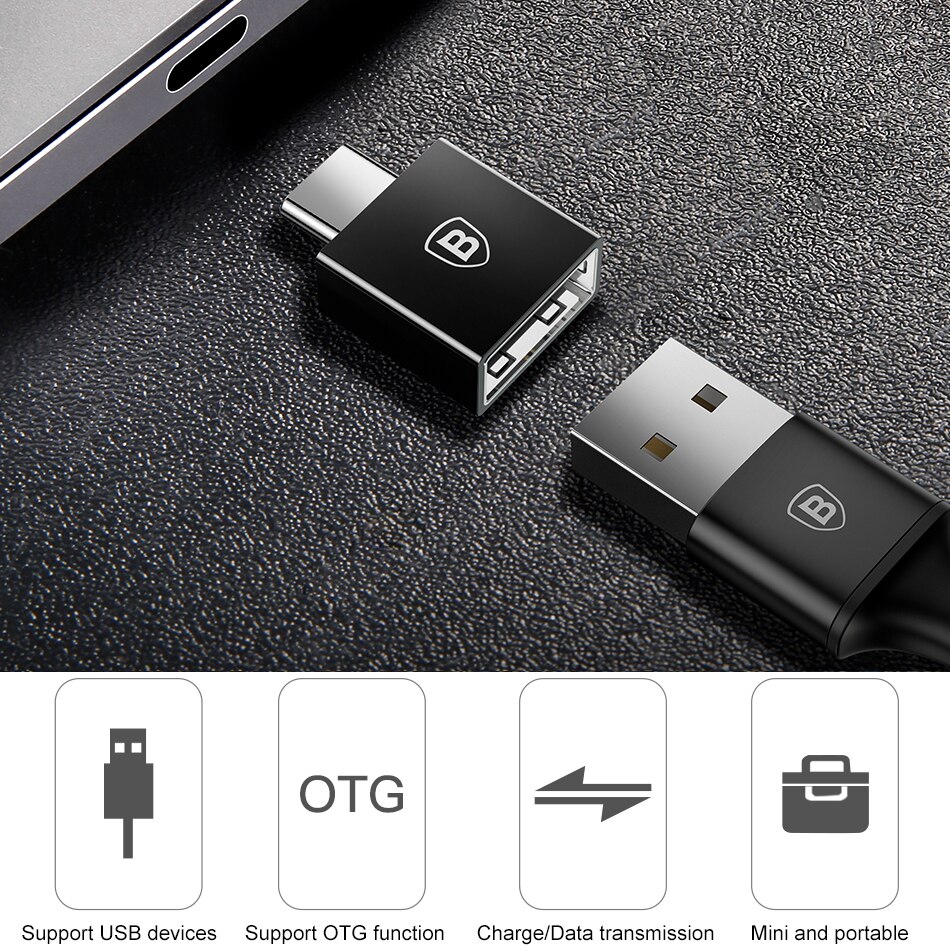 Đầu chuyển đổi OTG Baseus từ USB sang type-C dành cho Notebook