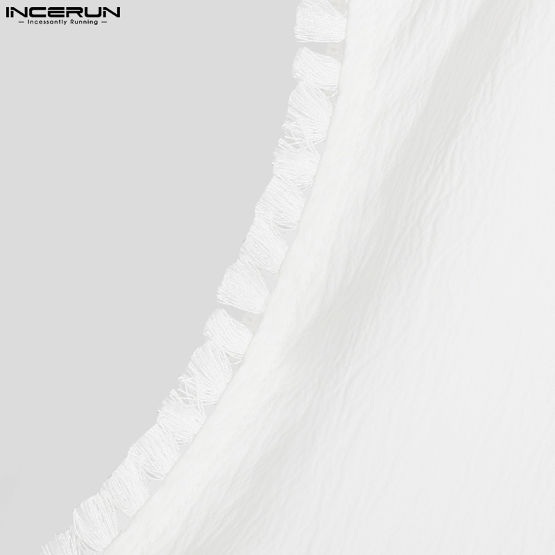 Áo thun INCERUN ba lỗ cổ V nhãn dán cho nam