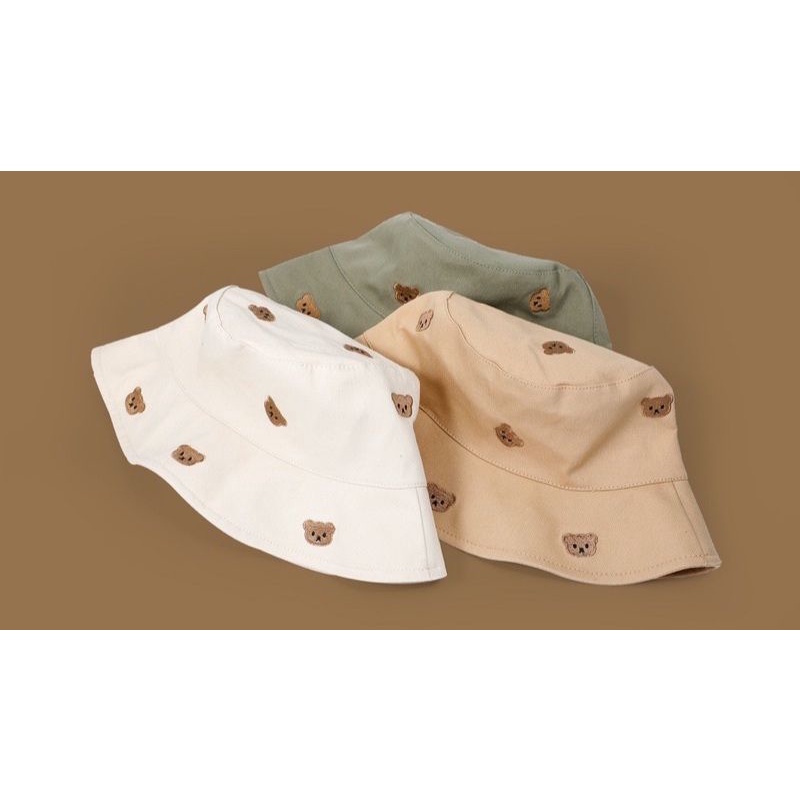 MŨ BUCKET THÊU HÌNH GẤU BABY CUTE (Kèm dây)