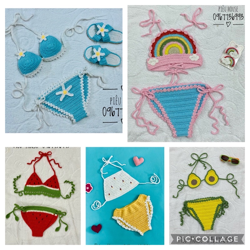 Bikini móc len 100% handmade cho bé