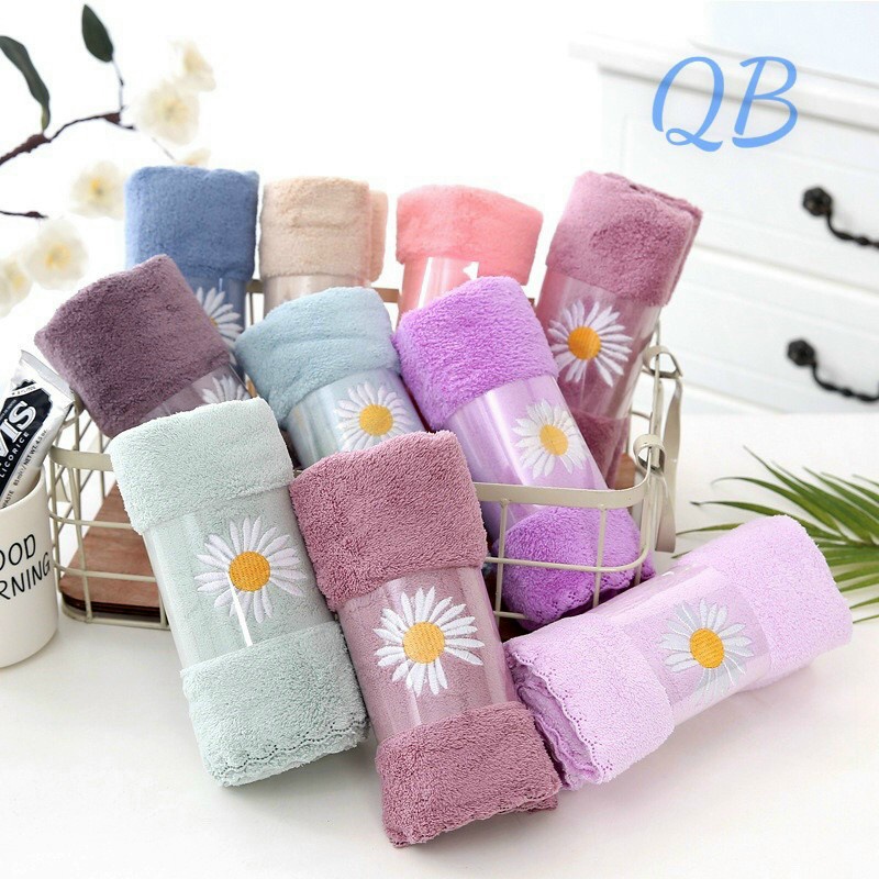 Khăn mặt hoa cúc XUẤT HÀN siêu mềm 100% cotton 35x75 cm