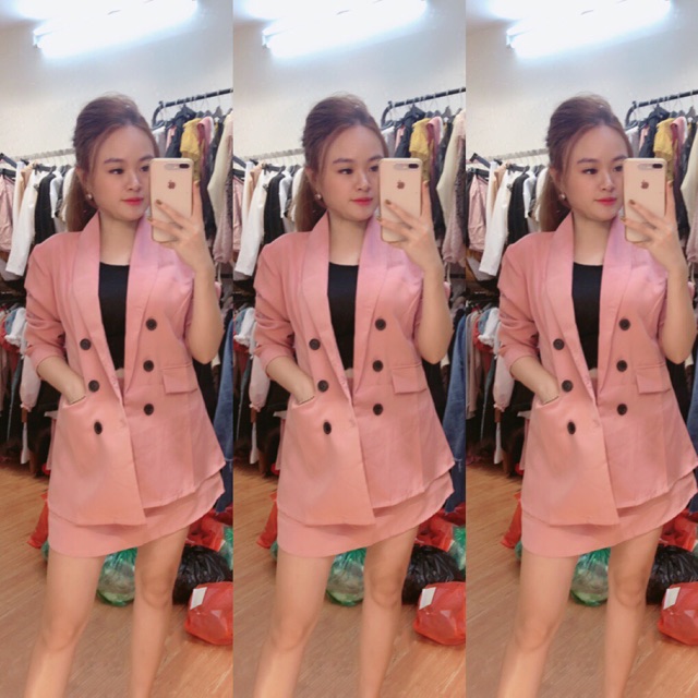 Set vest kèm chân váy chữ A