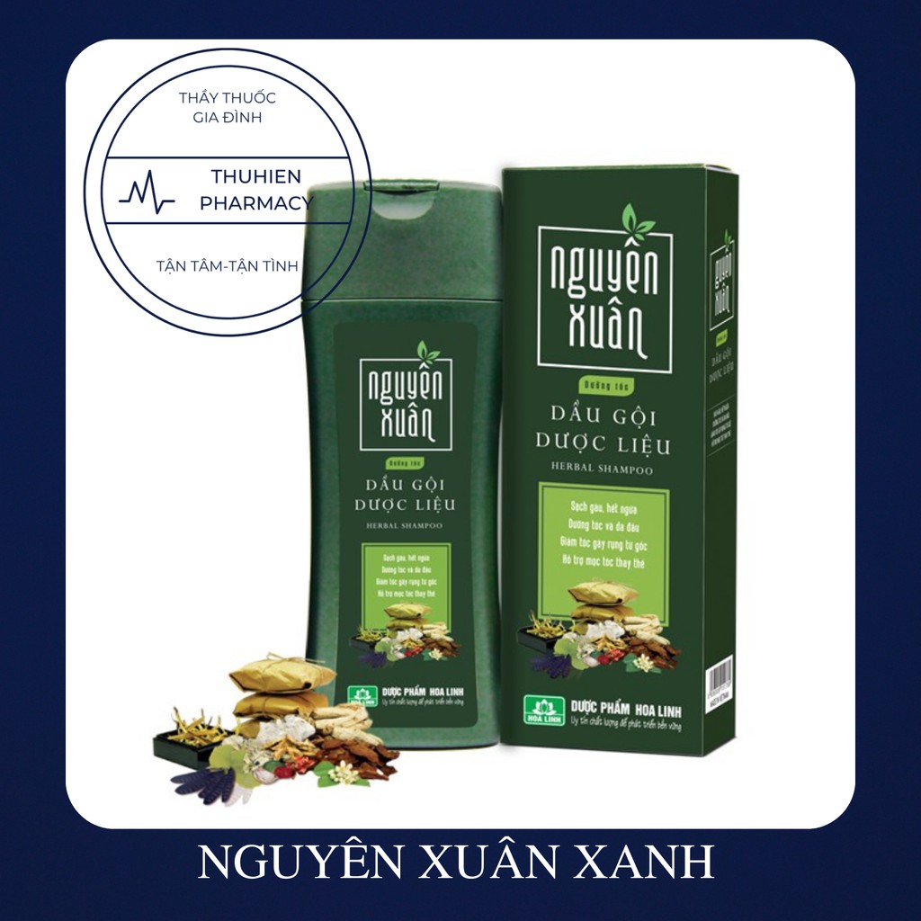 Dầu gội Dược liệu Nguyên Xuân xanh - Dưỡng tóc, phục hồi hư tổn