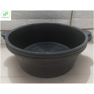 3 Chậu/Xô Đựng Nước, Đựng Đồ, Máng Ăn, Chậu Rửa Bát, Chậu Giặt, Có Tai, Kích Thước 46x40x14Cm - Màu Đen
