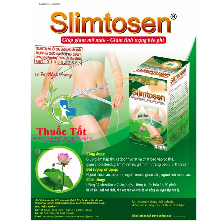 Giảm Cân Slimtosen Học Viện Quân Y 100 Viên