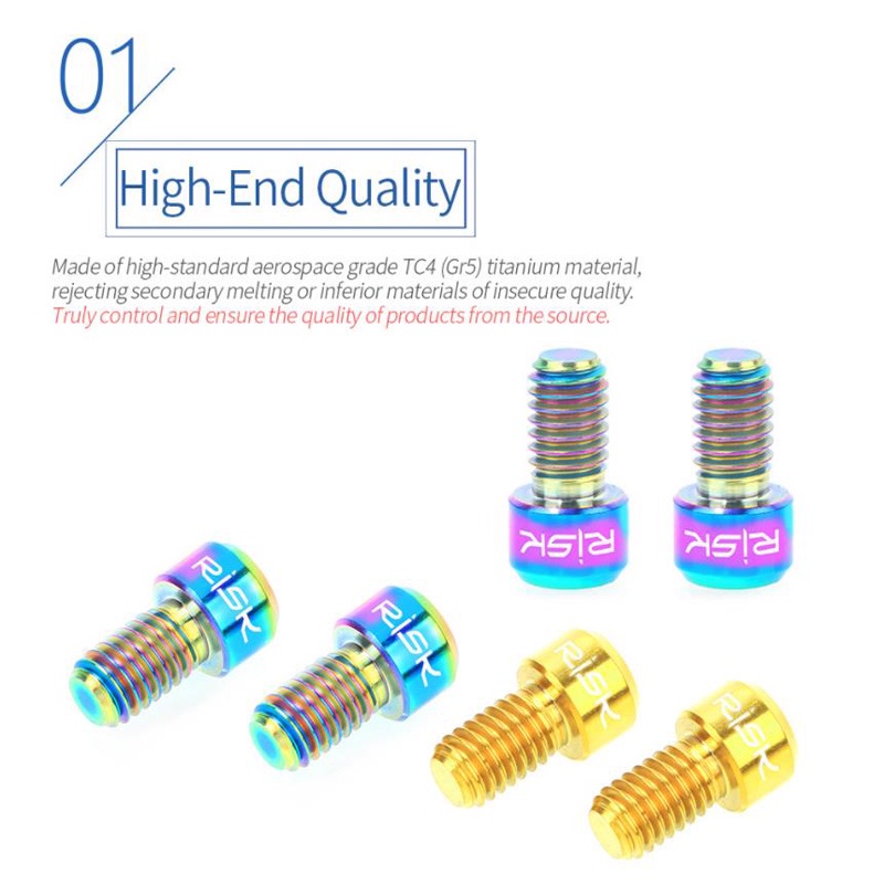 Set 2 Ốc Vít Hợp Kim Titan M6X10mm Cố Định Dây Phanh Xe Hơi