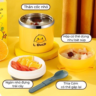 Ủ cháo giữ nhiệt hình vịt vàng dung tích 650ml
