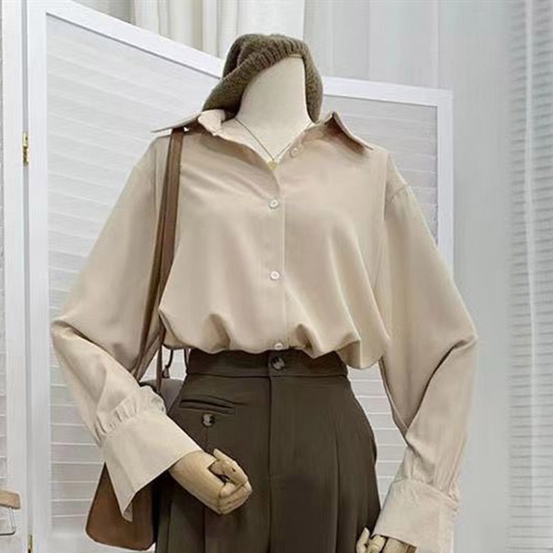 Áo sơ mi IELGY tay dài dáng rộng thời trang xinh xắn cho nữ