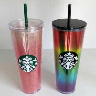 Original Starbucks Đôi Hai Lớp Nhựa Cốc Nước Sáng Tạo Cốc nhựa PP Rơm cốc @ RUNA
