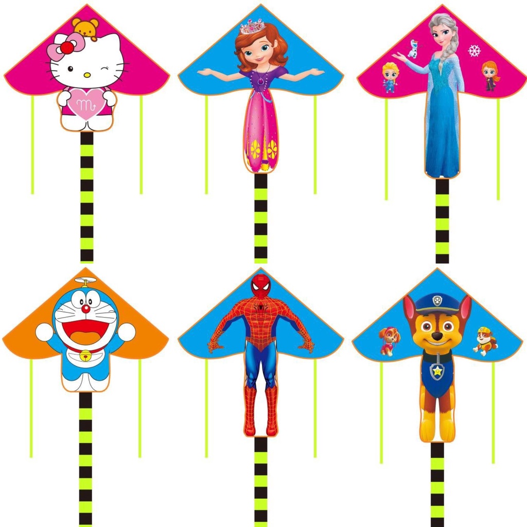 Diều elsa, hellokity, công chúa, siêu nhân, doremon đại tặng 50m dây