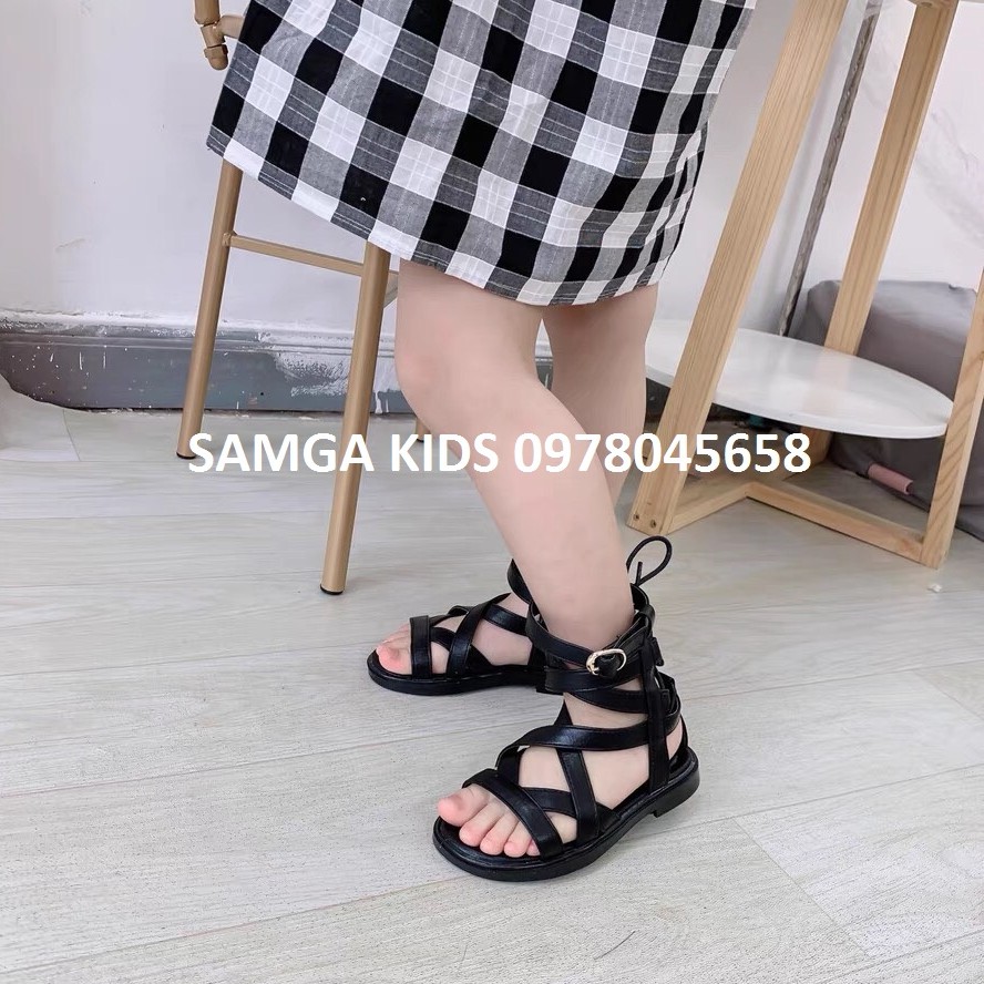 Giày Sandal chiến binh cho bé - Sandal bé gái cao cổ quai đan chất da PU siêu mềm êm chân chính hãng MG Baby V653