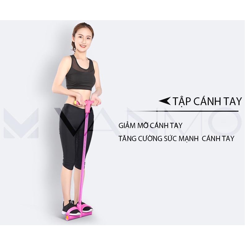 Dây kháng lực tập gym đàn hồi 4 ống dụng cụ tập cơ bụng tại nhà