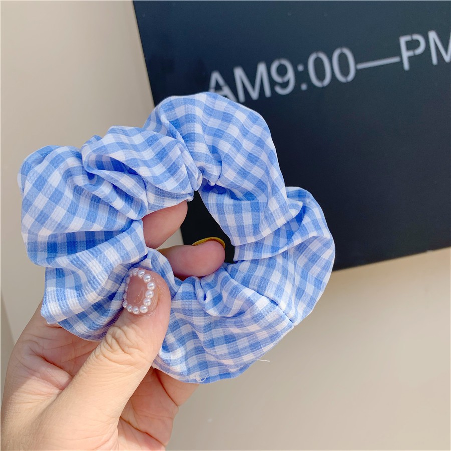 Dây Cột Tóc Scrunchies Họa Tiết Kẻ Sọc Cho Nữ