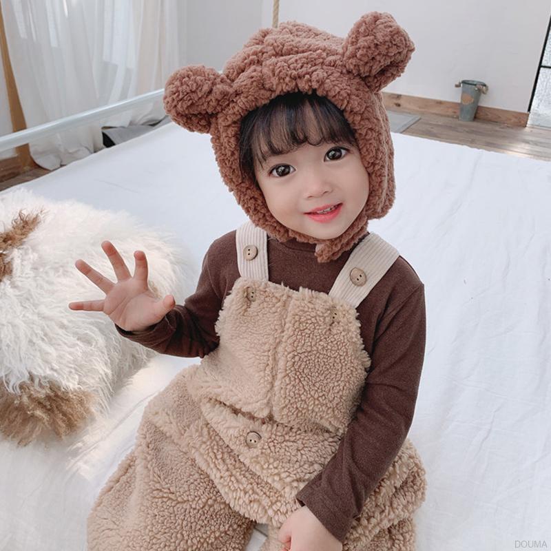 Mũ Len Kèm Khăn Choàng Giữ Ấm Tai Kiểu Hoạt Hình Đáng Yêu Cho Bé