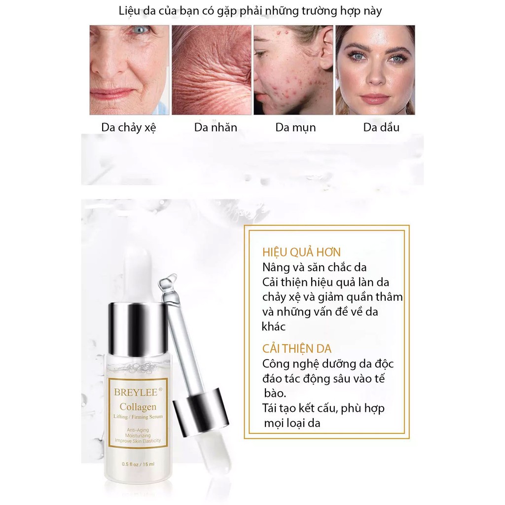 [HCM] BREYLEE Collagen Serum Dưỡng Trắng Da Giảm Thâm Đen Và Cấp Ẩm Chống Lão Hóa Cho Da Mịn Màng 15ml