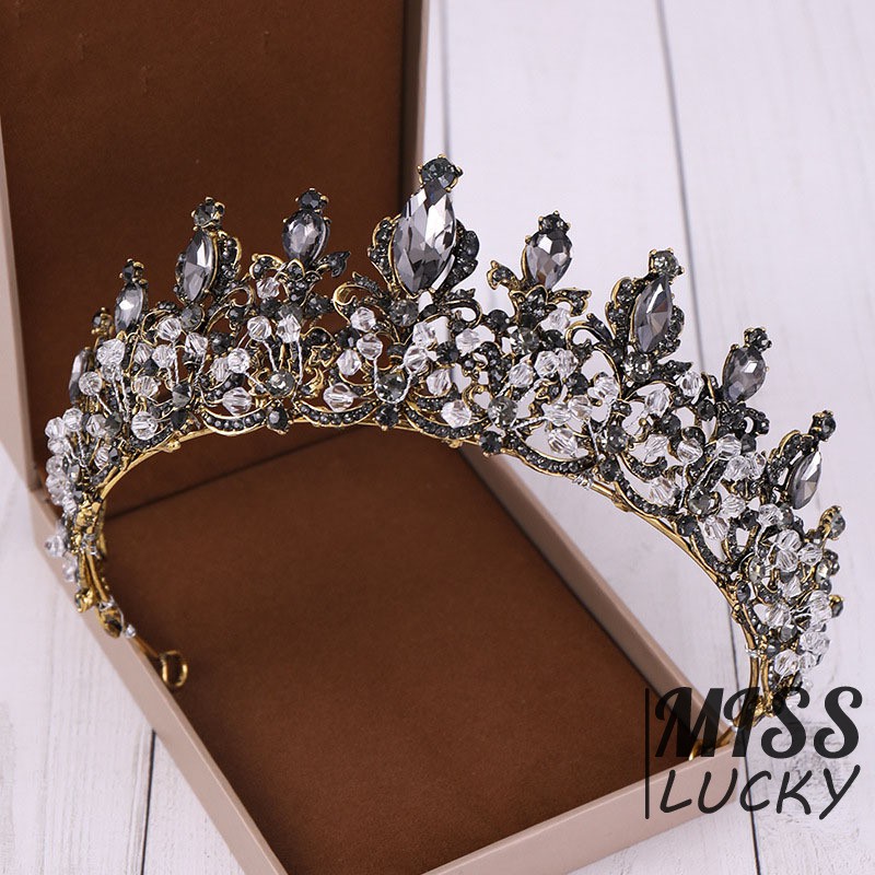 Vương miện cài tóc cô dâu đính đá pha lê sang trọng