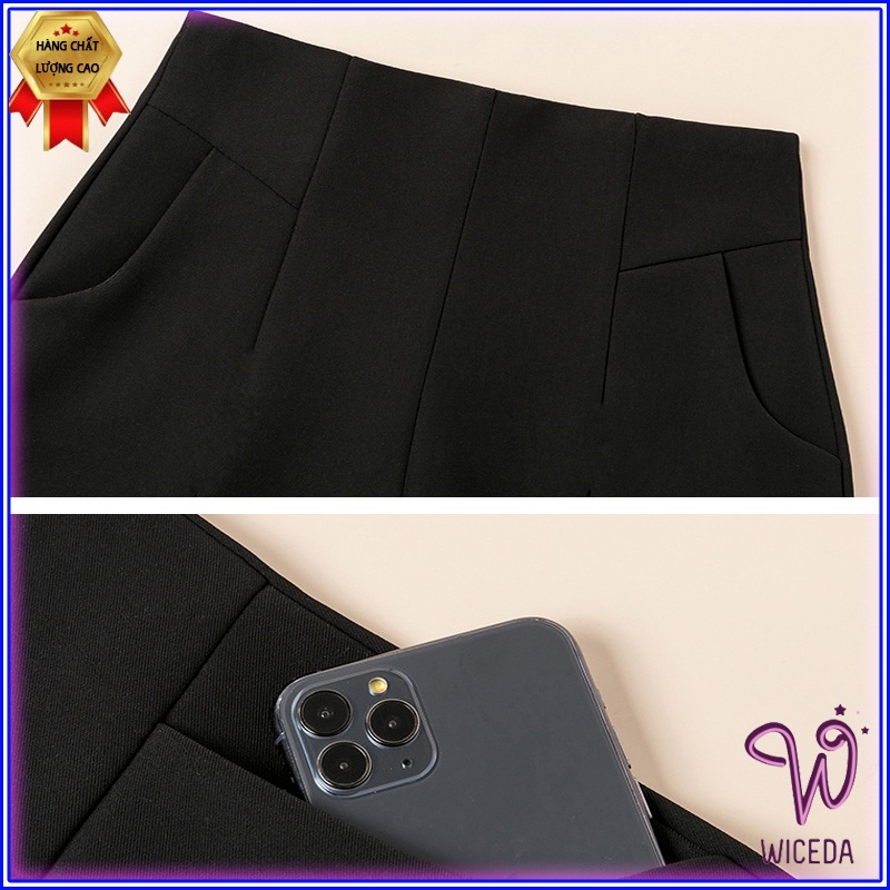 Quần short nữ cạp cao đẹp , quần sooc đùi tôn dáng xinh chất tuyết mưa 3 màu đen be ghi đá Wiceda Q35