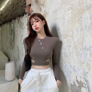 Áo croptop khoéc eo Ulzzang
