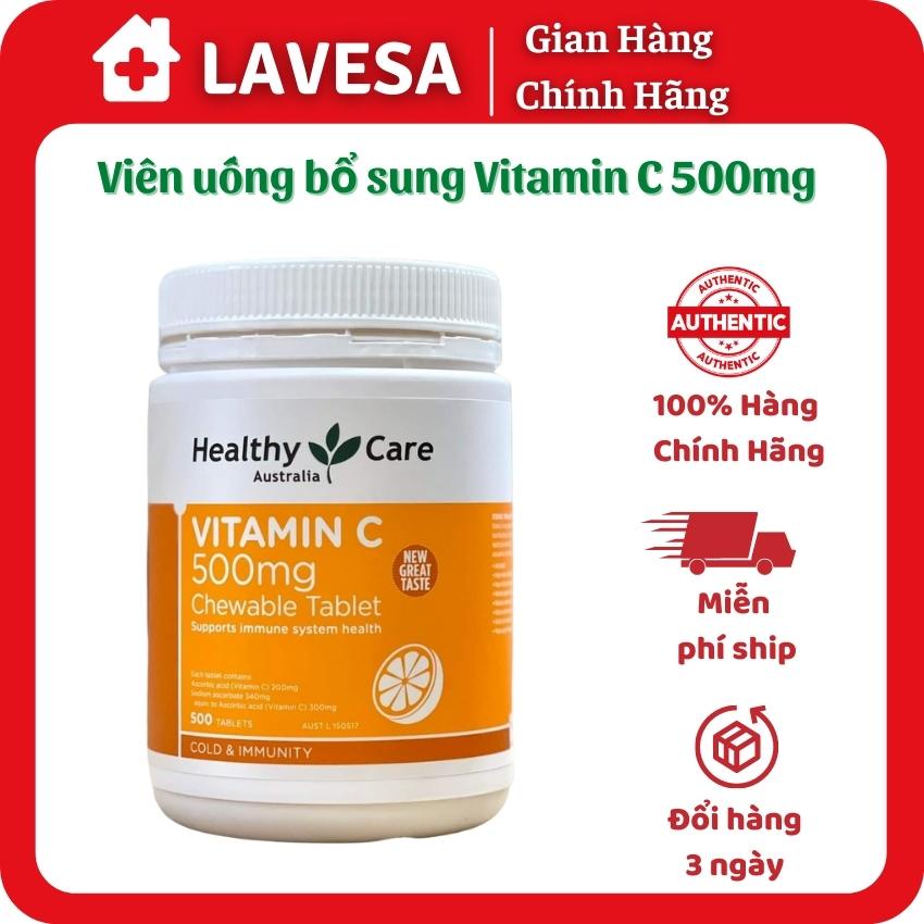 Viên uống vitamin C 500mg Healthy Care tăng sức đề kháng sáng da của Úc lọ 500 viên