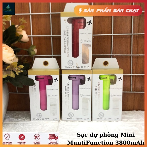 Sạc Dự Phòng Mini 2 trong 1 Munti Function 38000mAh Siêu Nhỏ gọn, Có đèn led siêu sáng, Gía Siêu sốc xả kho