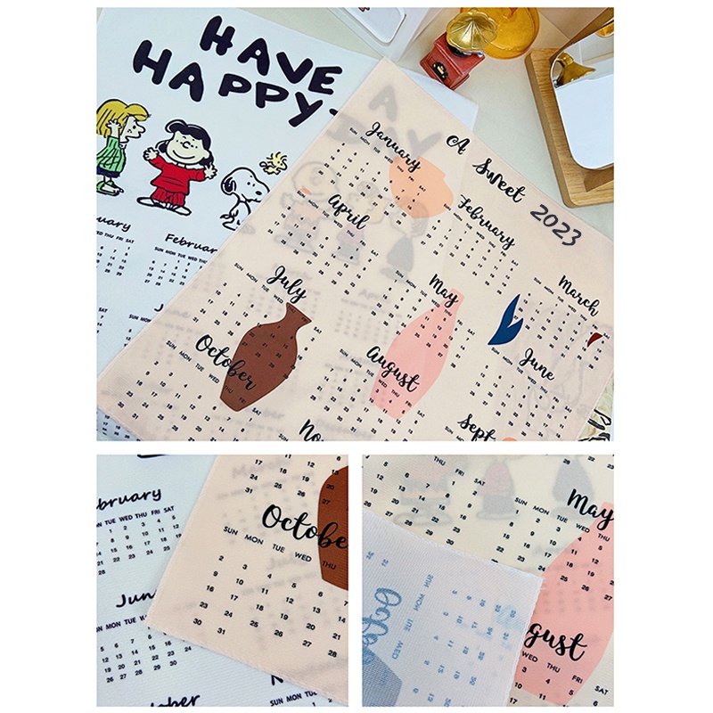 Lịch Treo Tường 2023 Bằng Vải In Hình Snoopy Dễ Thương Trang Trí Phòng Ngủ