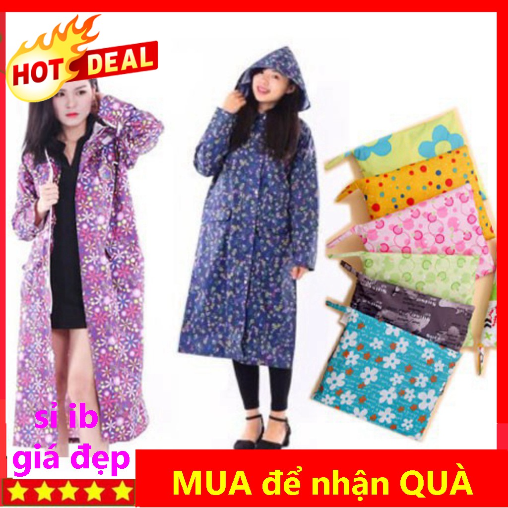 [SỈ IB] áo mưa măng tô nữ 2 lớp cao cấp, áo mưa 1 người thời trang dày hình hàn quốc bít kín chống thấm vải dù