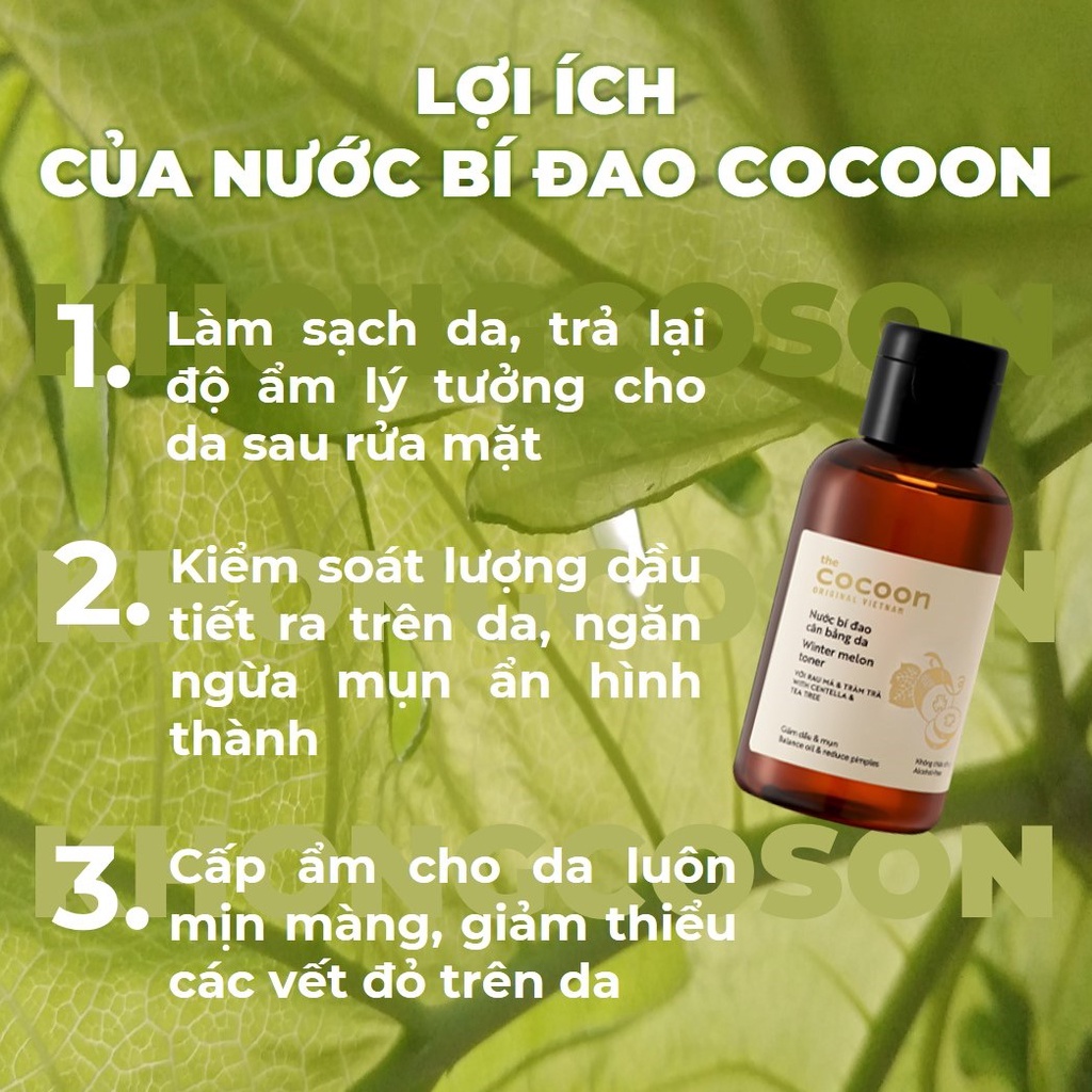 Toner Cocoon Nước Bí Đao Cân Bằng Da Cocoon Cấp Ẩm Và Giảm Mụn Winter Melon 140-310ml - Khongcoson