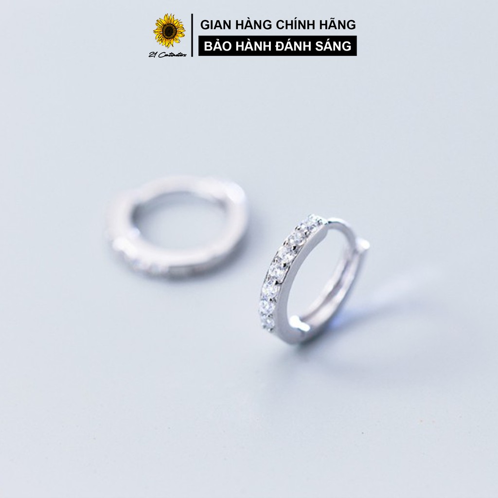 Bông tai bạc 21 Centimeters Tròn Diamond Line ( Bán theo chiếc )