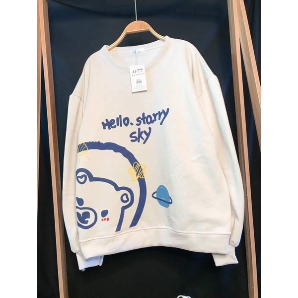Sweater Nỉ Hello về hàng sẵn kho be và xám form 60kg | BigBuy360 - bigbuy360.vn
