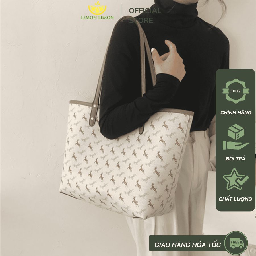 Túi xách nữ công sở DORIA DORE 2in1 họa tiết con ngựa size lớn đựng vừa A4