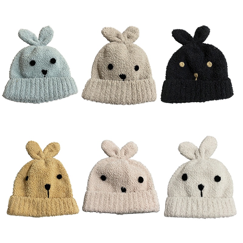 Mũ Beanie Dệt Kim Phối Tai Thỏ Dễ Thương Thời Trang Mùa Đông Năm 2021 Cho Bạn Gái