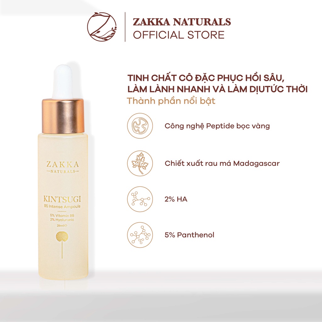 Tinh Chất (Ampoule) Peptide Phục Hồi Chứa Vàng Zakka Naturals Kintsugi B5 Intense Ampoule