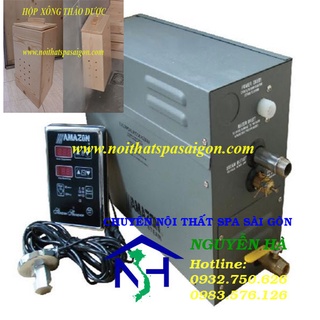 MÁY XÔNG HƠI ƯỚT AMAZON 6KW - AR6C BẢNG ĐIỆN TỬ TM60A - KÈM HỘP GỖ THẢO DƯỢC