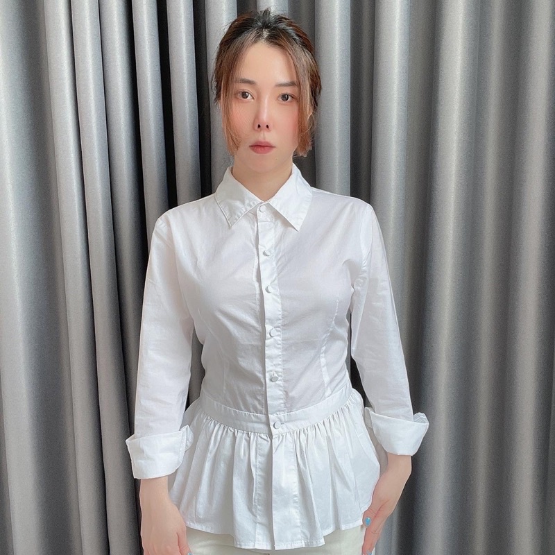ÁO SƠ MI PEPLUM SHOJO XUẤT KOREA. ÁO SƠ MI TRẮNG VNXK DƯ XỊN GIÁ RẺ