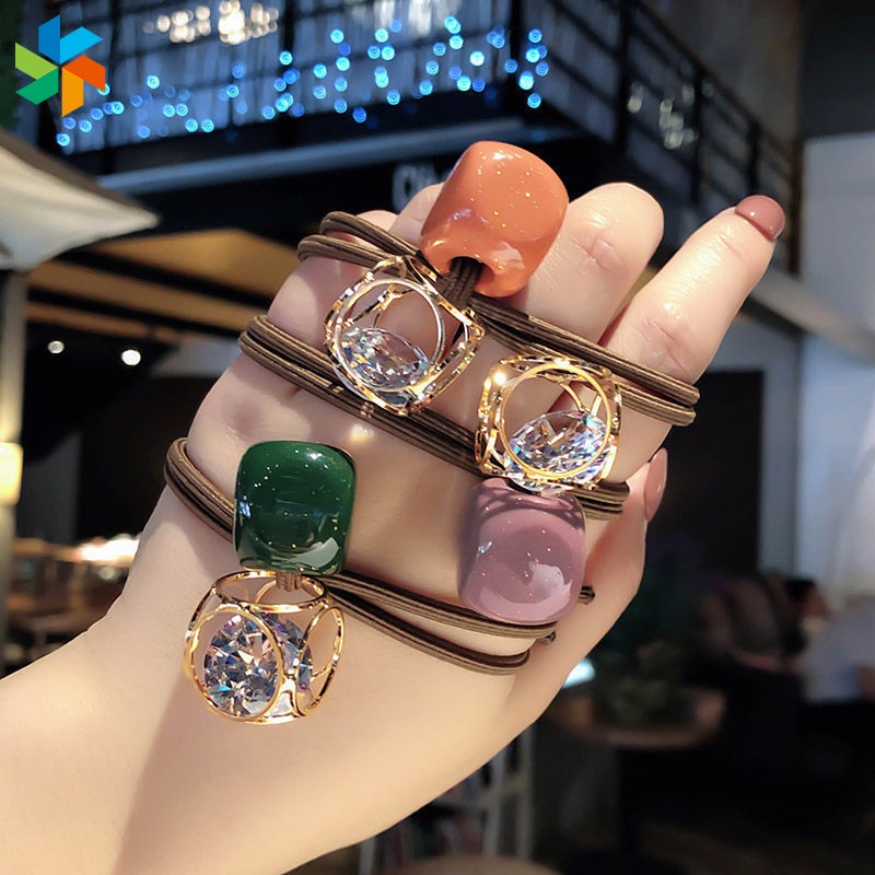 Dây Buộc Tóc Co Giãn Đính Đá Đáng Yêu Cho Nữ Jp60Vn