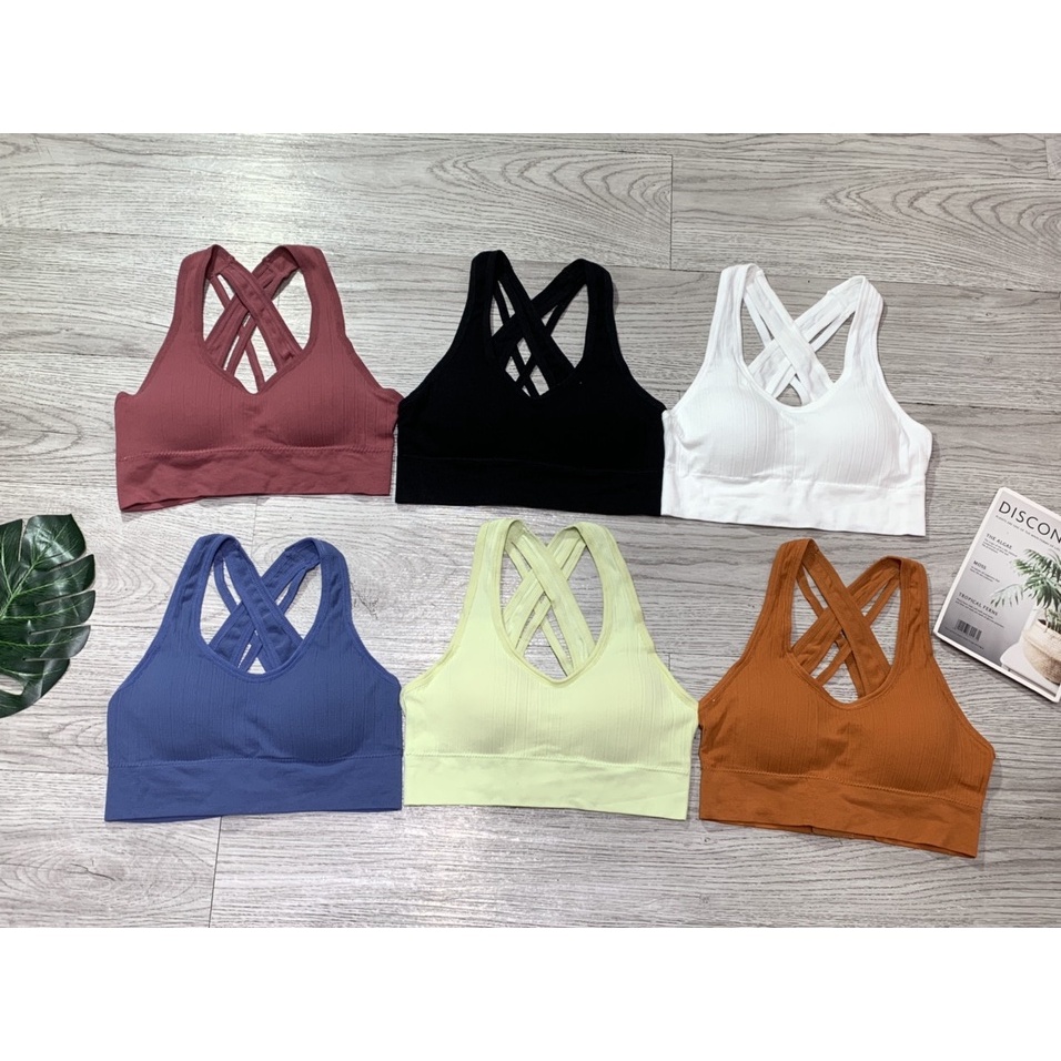 Áo bra tập gym yoga aerobic thể thao nữ chất liệu dệt kim có móc cài quảng châu freesize Bin Sports A208