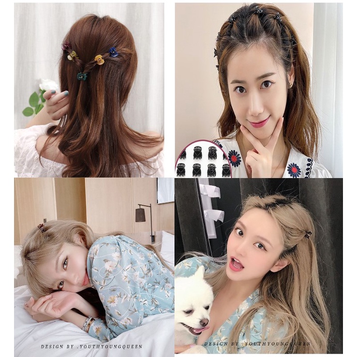 Set 5 Kẹp càng cua nhựa kẹp mái mini sắc màu dễ thương Tatitava