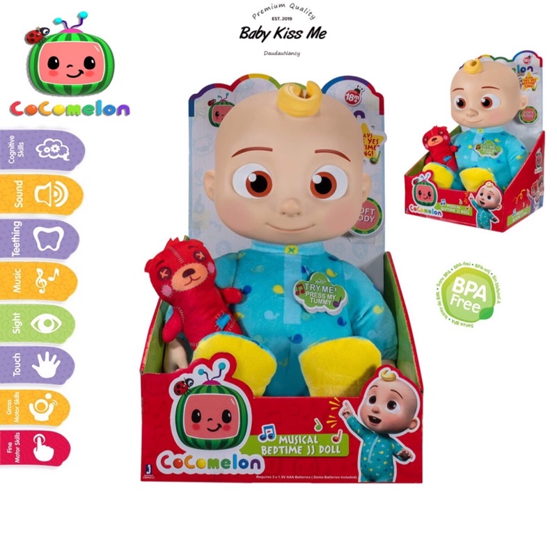 Đồ chơi Búp bê JJ Cocomelon phát nhạc CHÍNH HÃNG - CoComelon Official Musical Bedtime JJ Doll