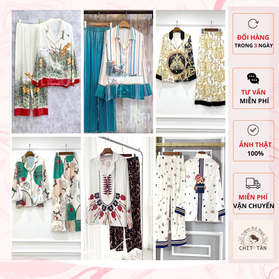 Ảnh thật Đồ ngủ lụa Sam pijama nữ thiết kế nhiều mẫu mới