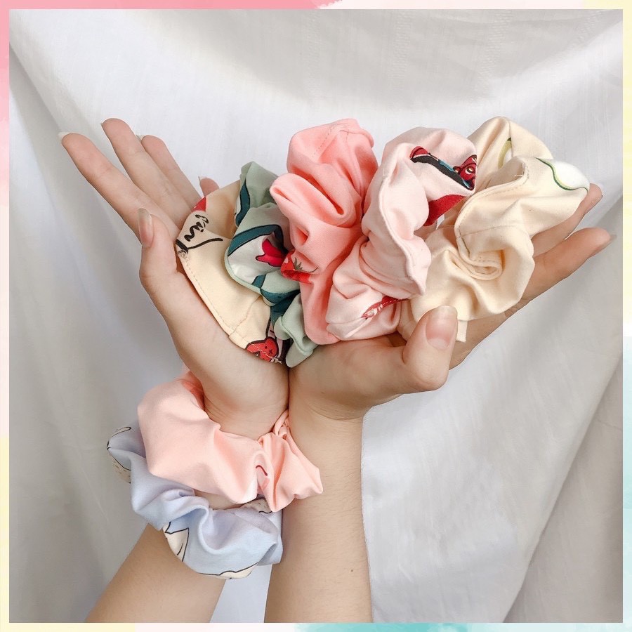 Dây buộc tóc, cột tóc scrunchies màu sắc dễ thương