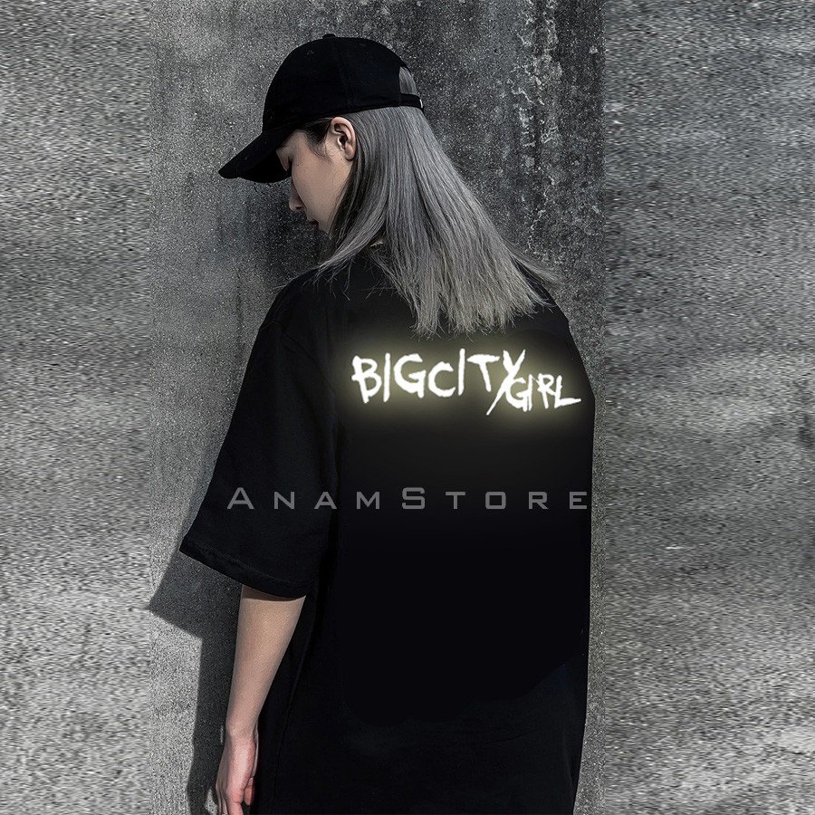 Áo thun phản quang tay lỡ nam nữ bigcitygirl