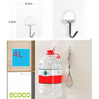 Bộ 4 miếng dán treo tường có móc siêu chịu lực Ecoco keo dán dày tối đa 8kg E1601