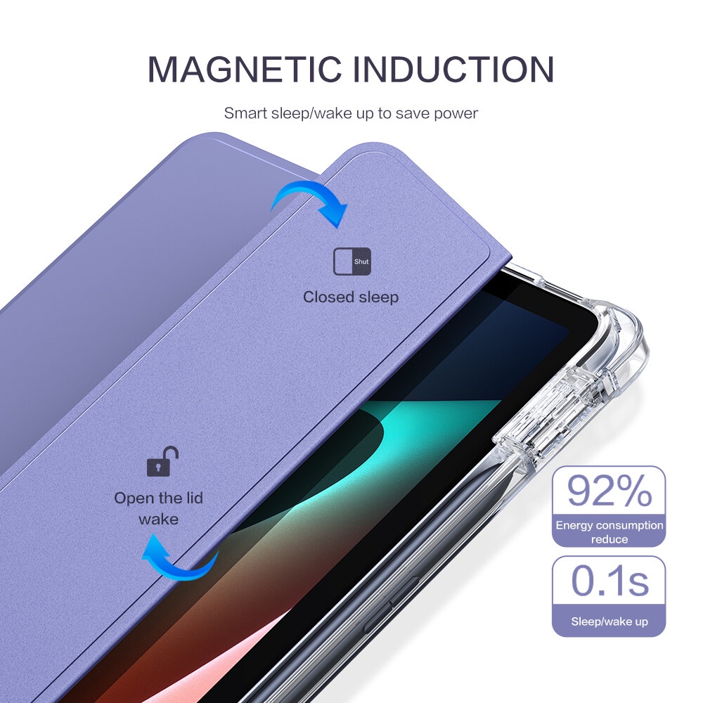 Bao Da Máy Tính Bảng Từ Tính Trong Suốt Có Ngăn Đựng Bút Cho Xiaomi Mi Pad 5 Pro 12.4 Xiaomi Mi Pad 5 11inch + Miếng Dán