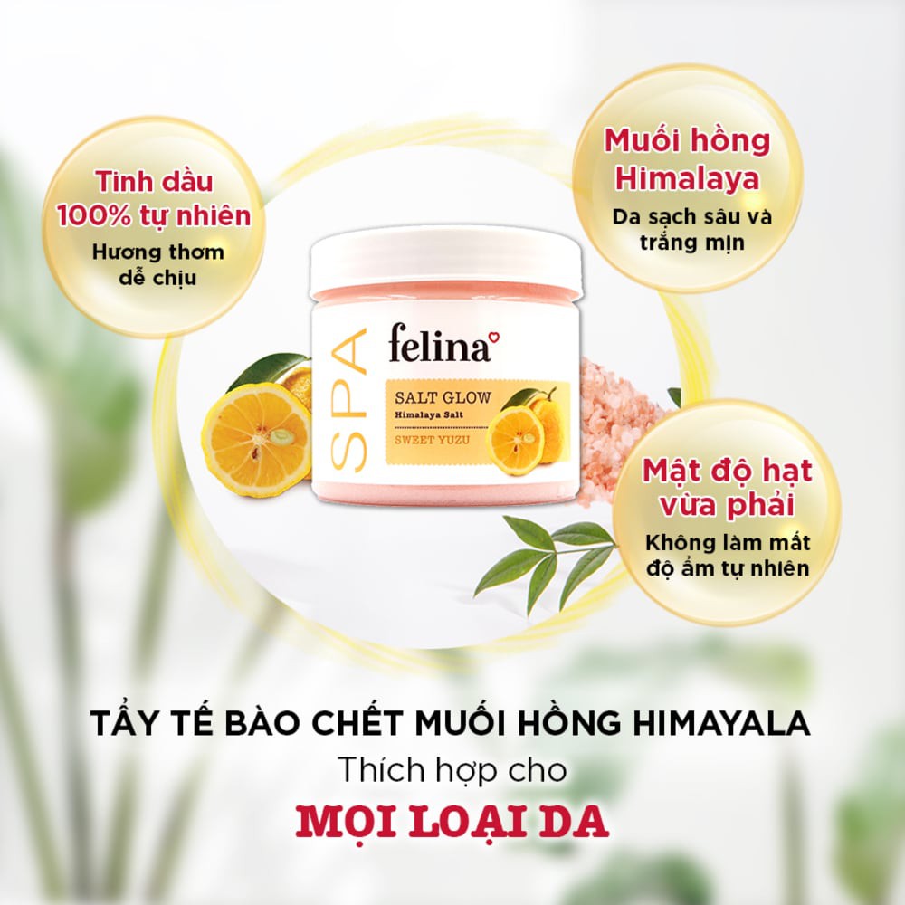 Muối Tắm Felina Salt Sweet Yuzu Tẩy Tế Bào Da Chiết Xuất Cam Yuzu 500g