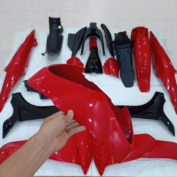 Bộ dàn áo xe Jupiter V màu Đỏ - phanh CƠ, nhựa ABS nguyên sinh cáo cấp