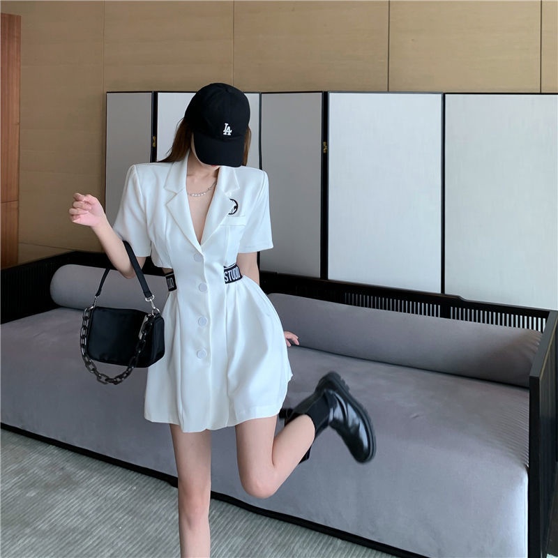 Đầm Tay Ngắn Dáng Chữ A In Chữ Thời Trang Mùa Hè Cho Nữ