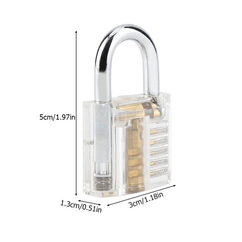 Transparent Padlock Set Pick Cutaway Practice Lock With Key Removing Hook Kit Tool